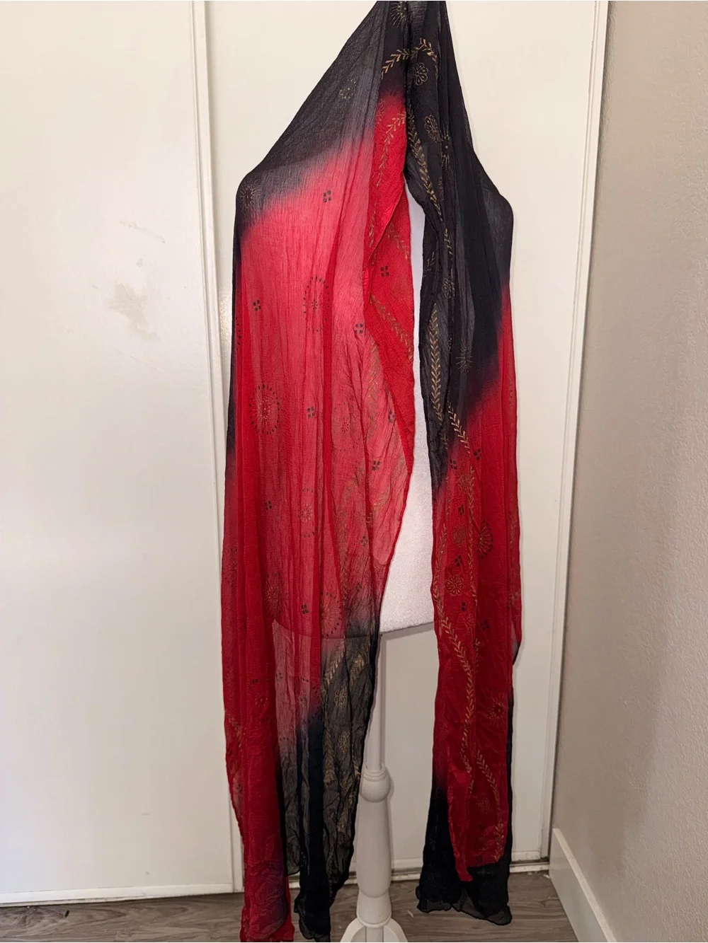Red and Black Sheer scarf Wrap